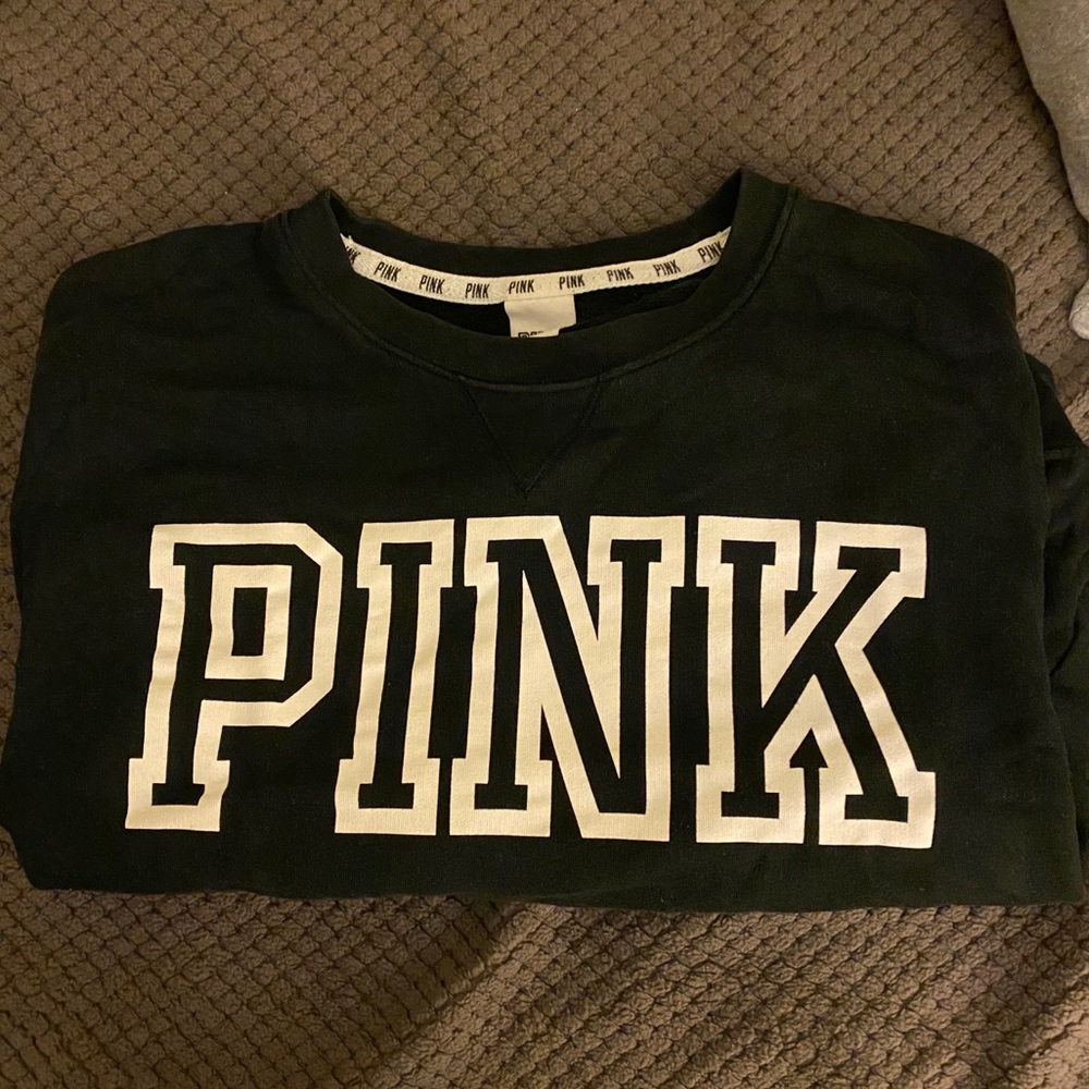 Victoria Secret Pink Black Crewneck